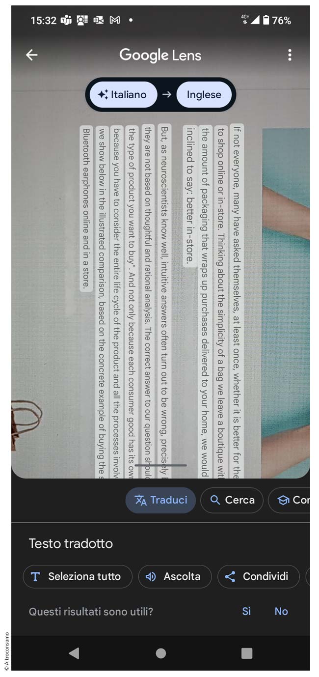 Google Lens traduzioni